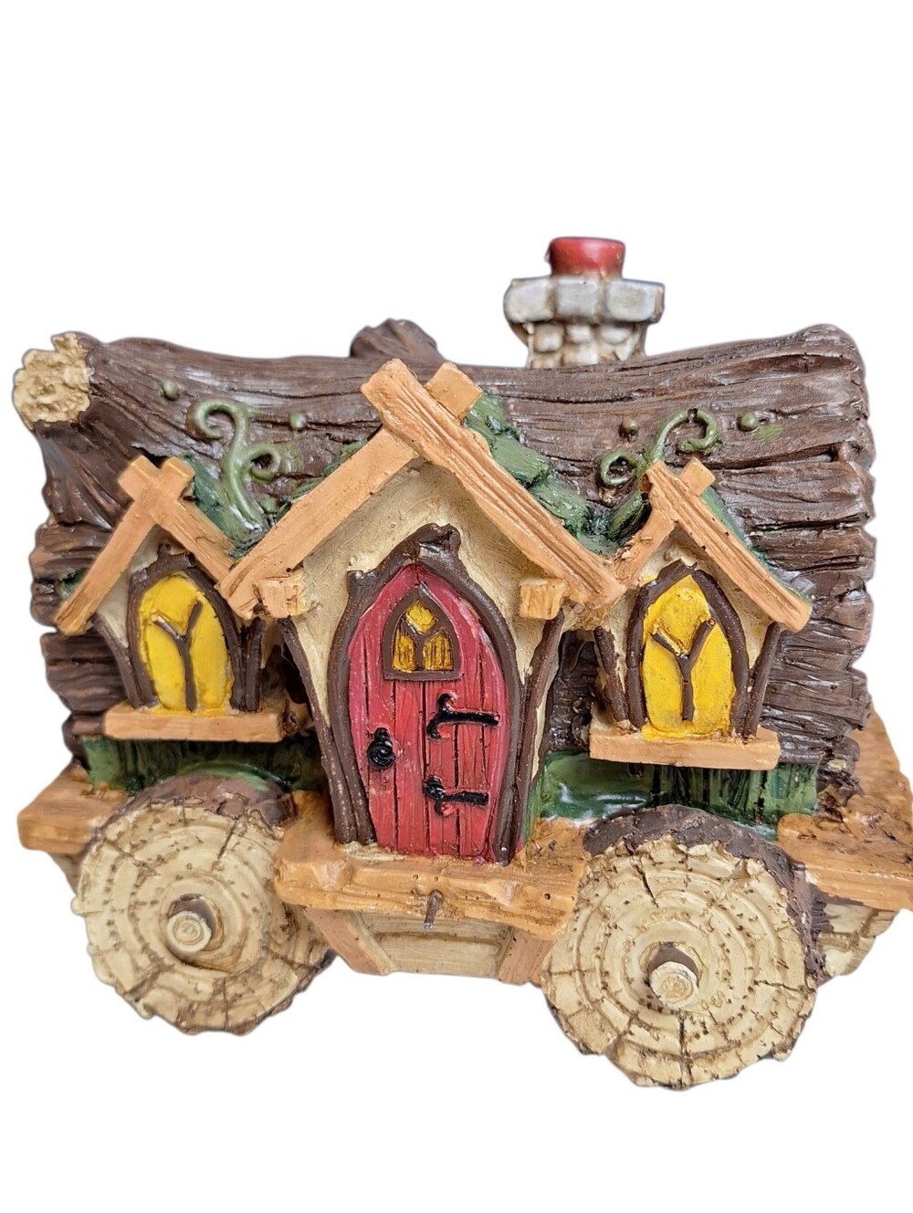 Fairy Garden Log House Wagon Resin Cottage Whimsical WMG